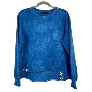 Thrive Societe Blue Soft Sweat Shirt Garment Dyed Crumple Dyed Draw String Large